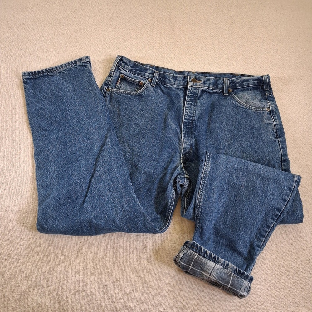 carhartt flannel lined jeans 42x34 gorpcore winter workwear darkstone denim jean